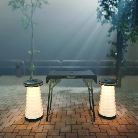 Porodo Lifestyle Compact Portable Outdoor Table Set With Illuminated Folding Seats - Gray